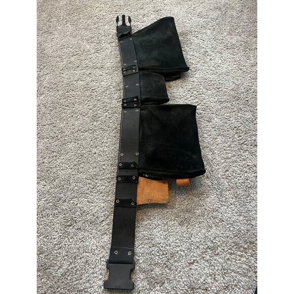 Vtg CLC Custom LeatherCraft Black Tool Belt Pouches Hammer Holder No 38427X USA - Picture 5 of 10
